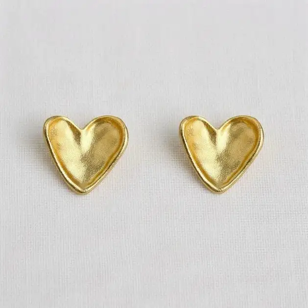 Textured Heart Stud Earrings