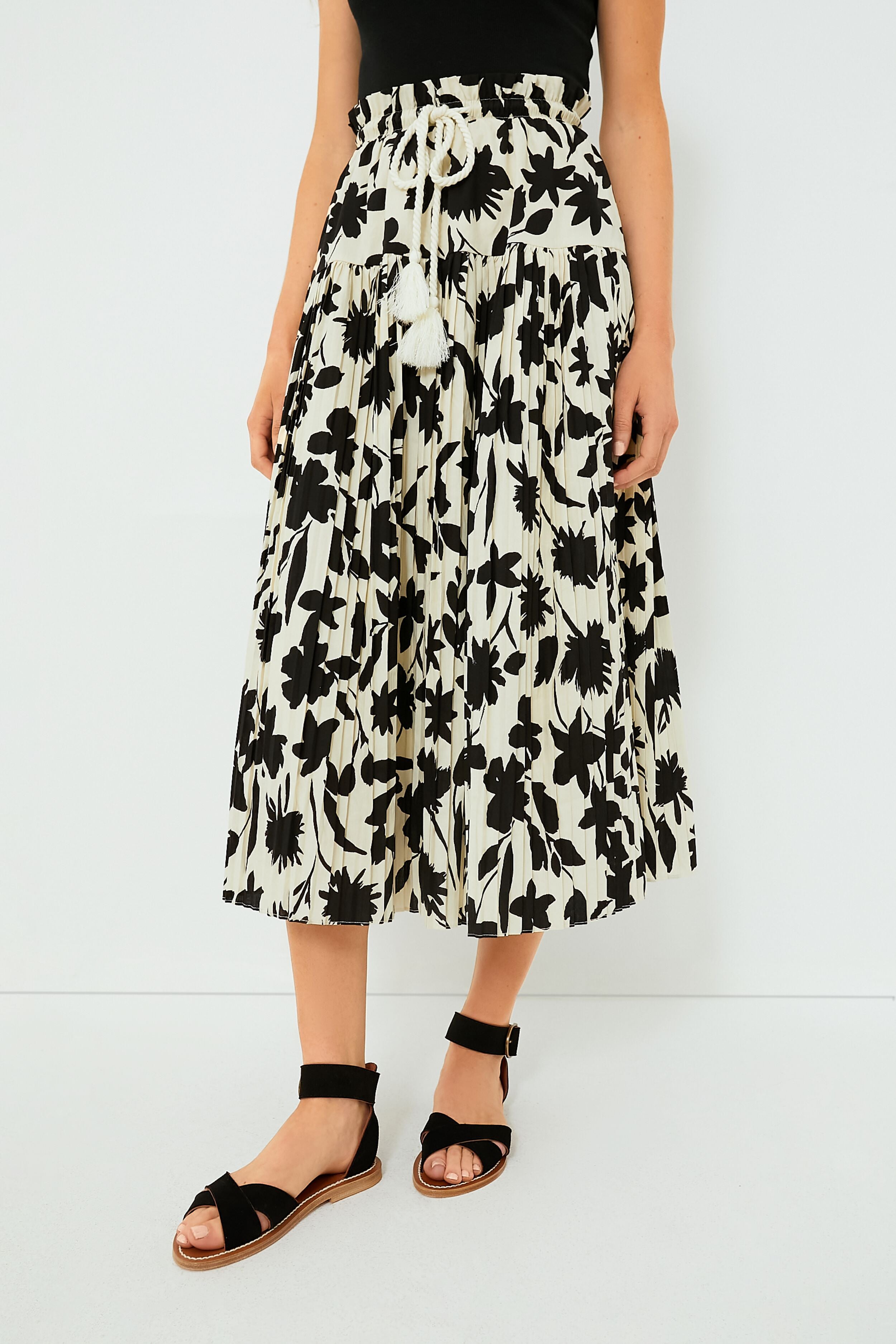 Exclusive Ivory Floral Midi Skirt