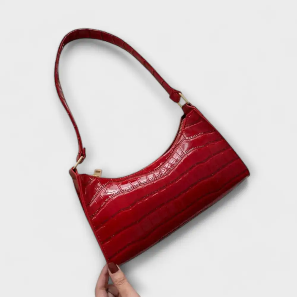 Structured Foldover Leather Handbag
