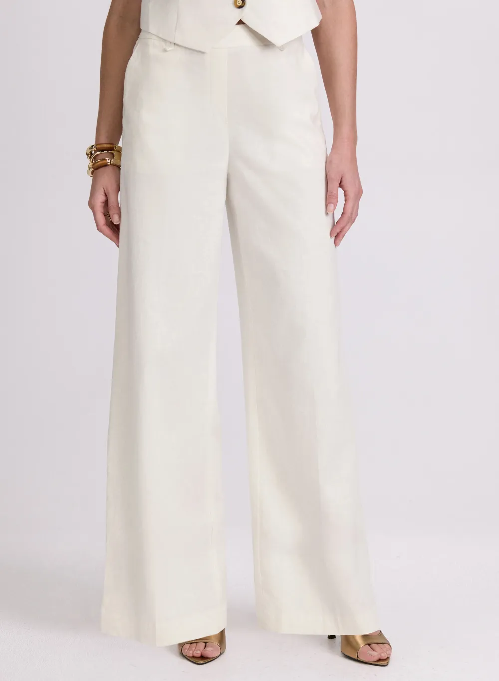Solid Color Buttoned Pants