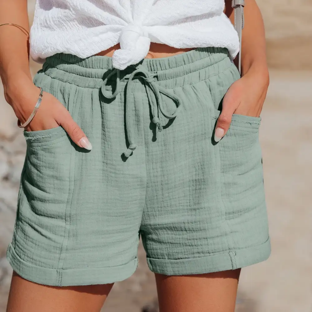 Drawstring Rolled Hem Shorts
