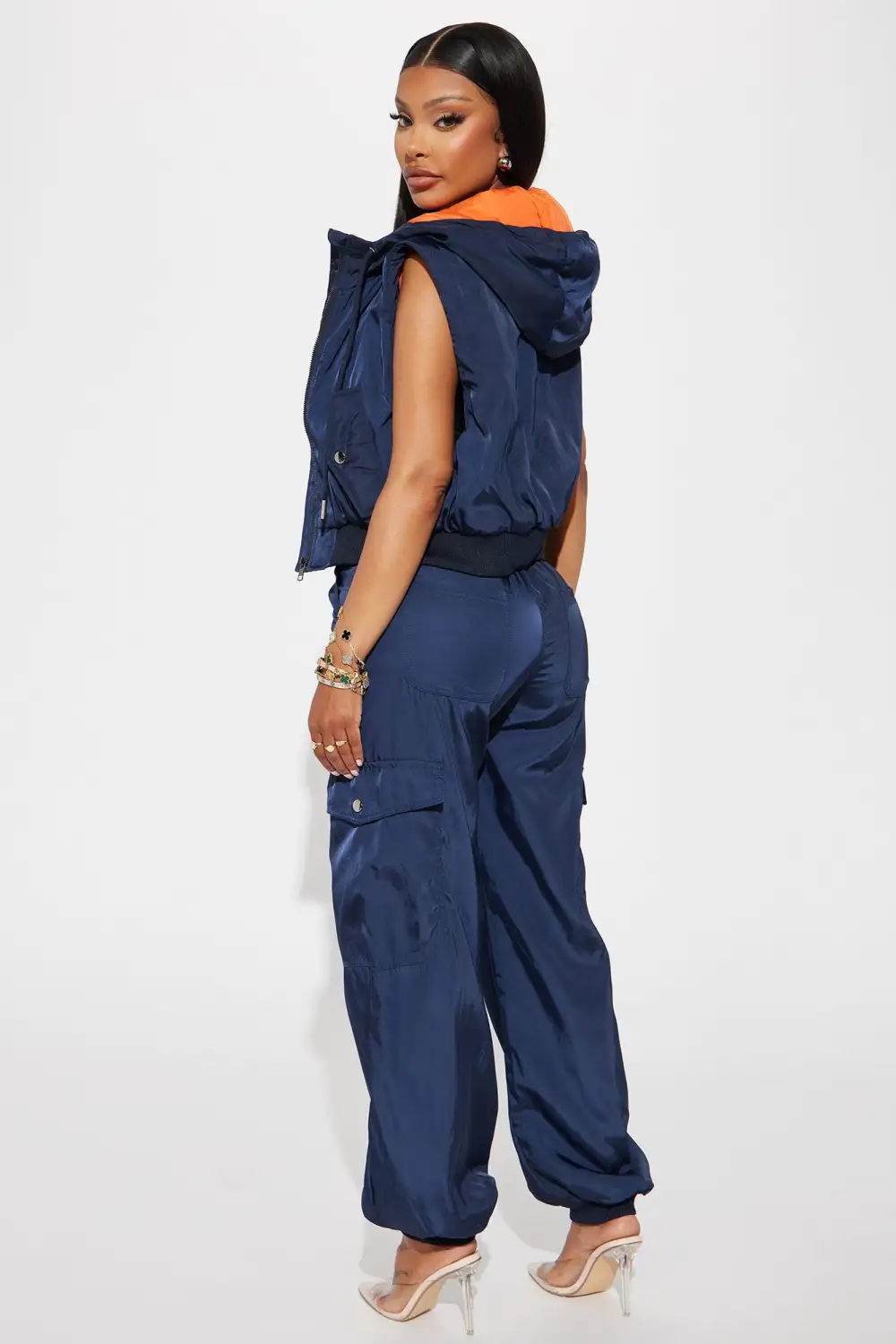 Give Me A Call Windbreaker Pant Set - Navy