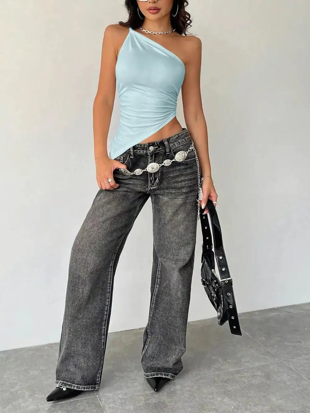 Asymmetrical One-Shoulder Slim Fit Cami