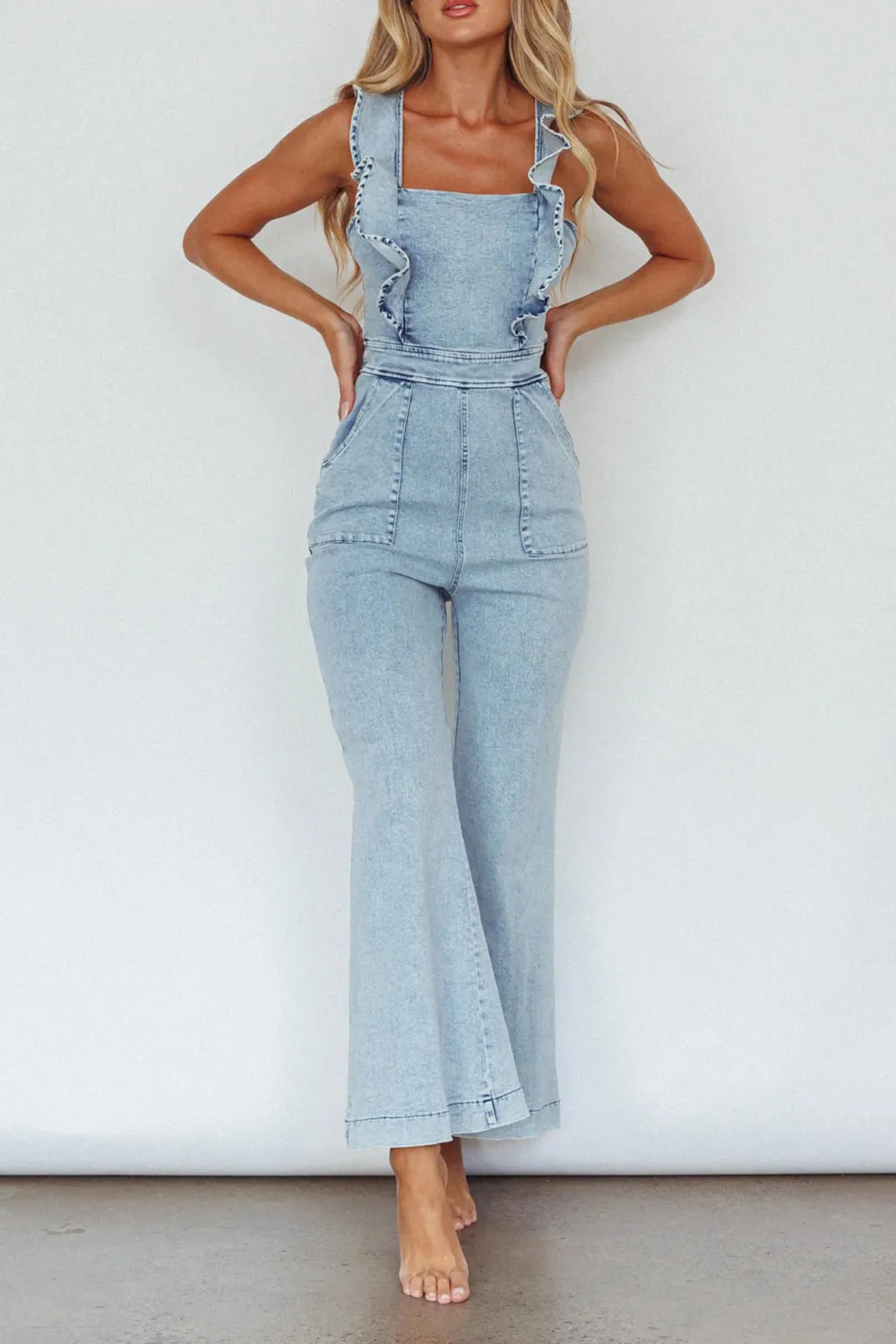 Cotton Overalls With Playful Ruffles