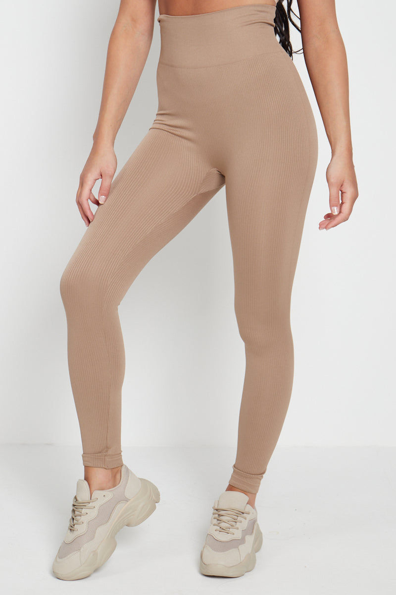 High Waist Ribbed Leggings - Della