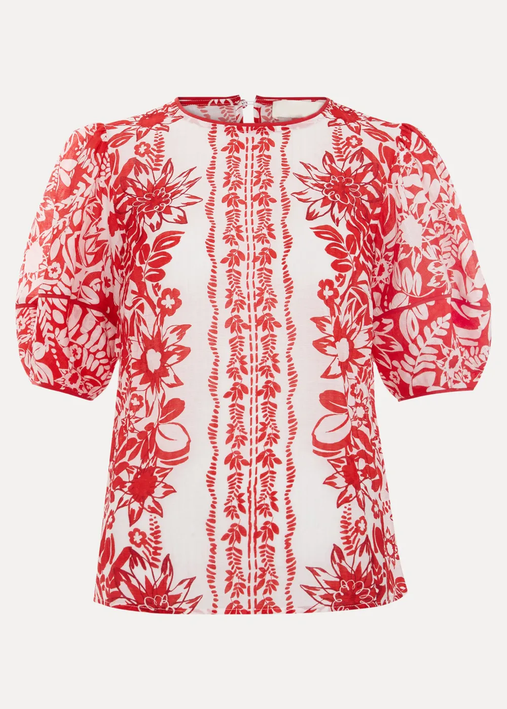 Fluffy Soft Puff Sleeve Art Print Ladies Top