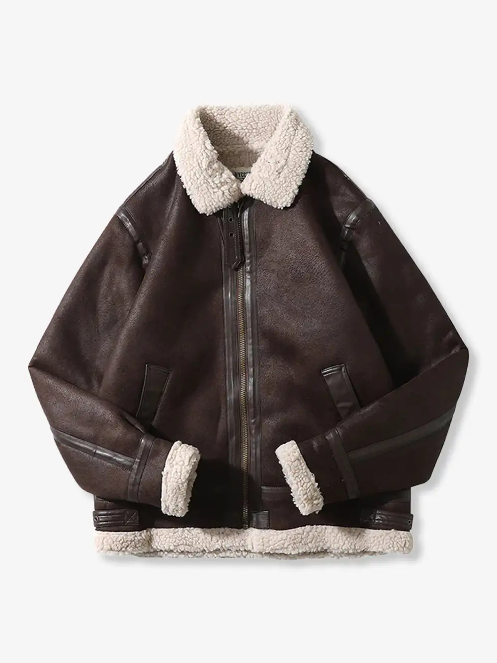 Men's Fleece Lined Suede Texture Outdoor Jacket