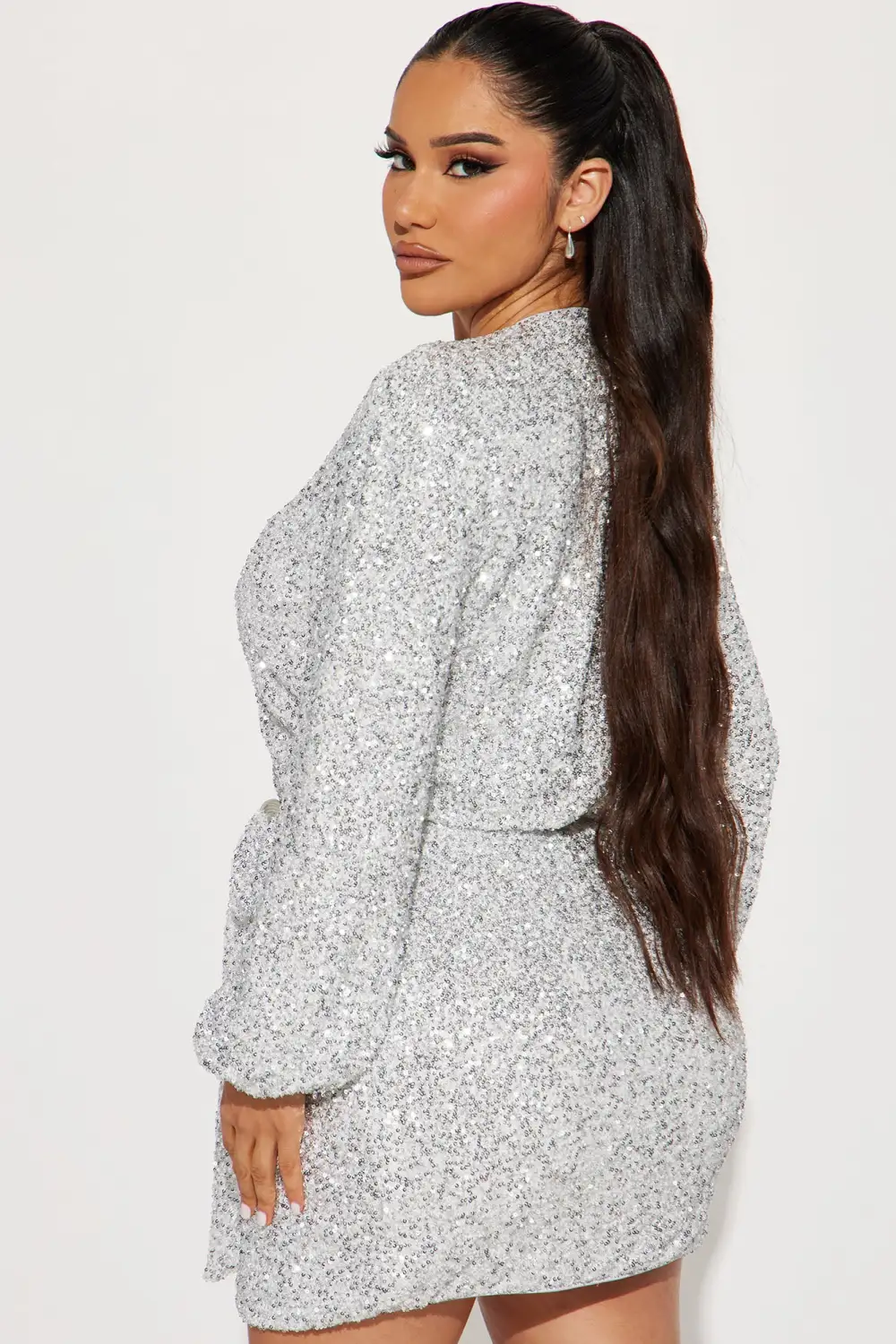 Wrap It Up Sequin Mini Dress - Silver
