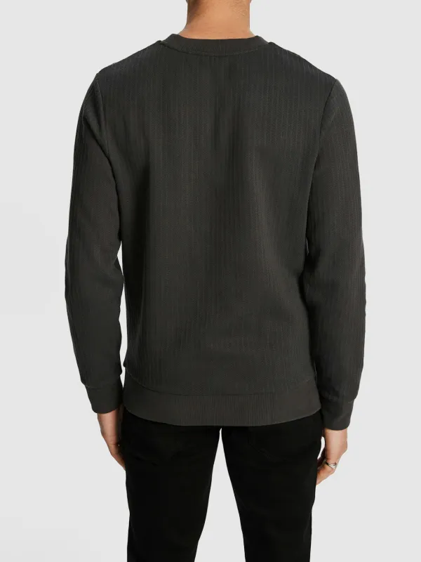 Charcoal Crew Neck Ribbed Sweatshirt