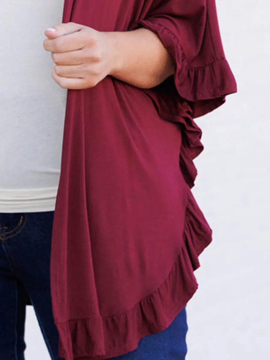 Wooden Ear Edge Circular Hem Cardigan
