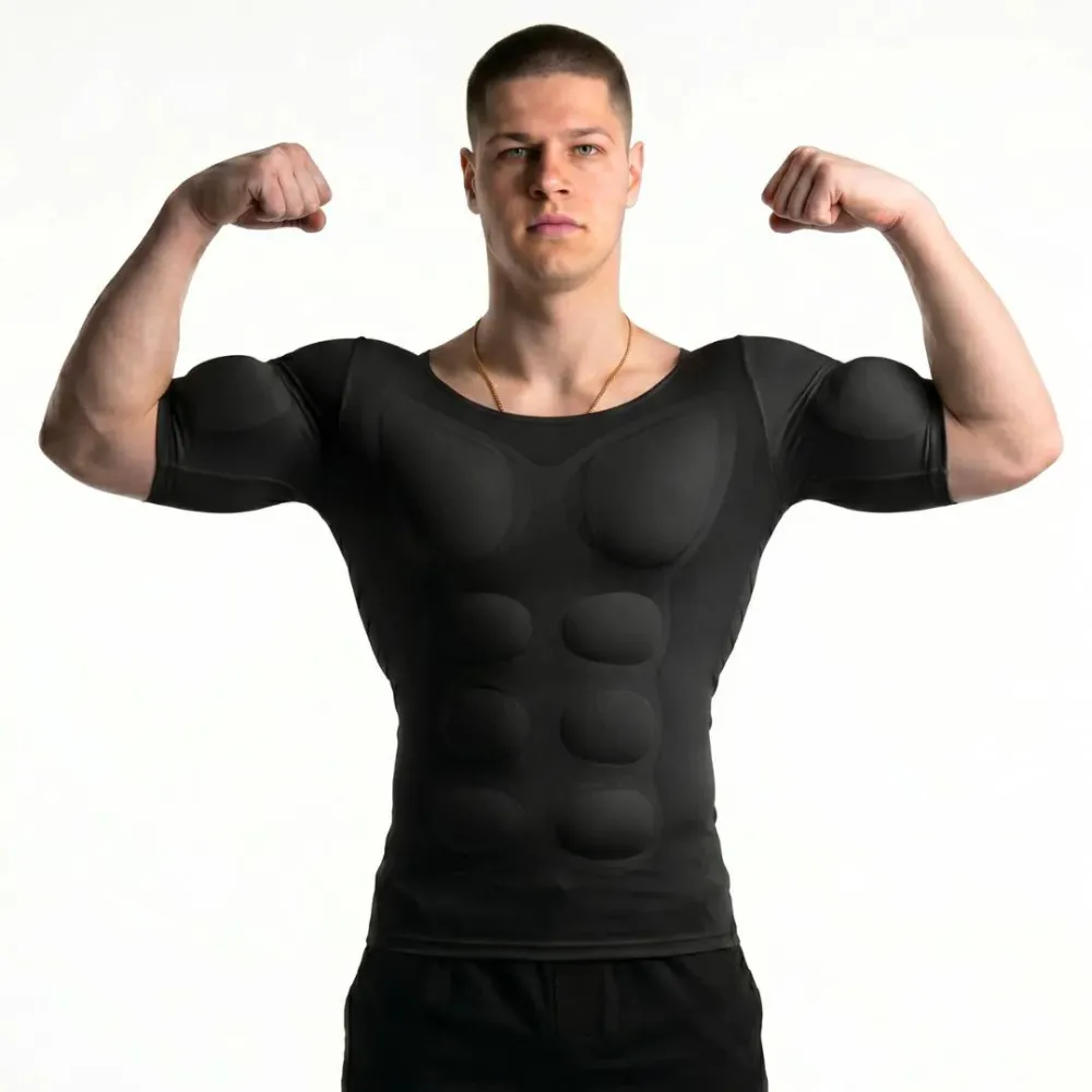 Padded muscle shirt for men with 3D padding