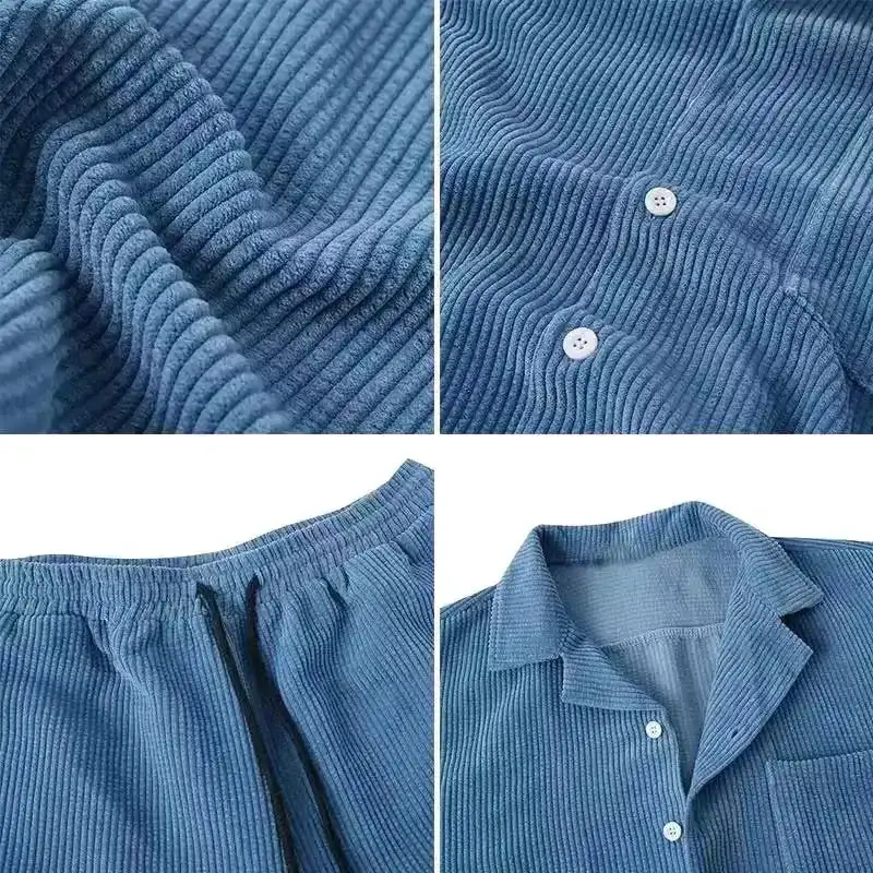 Corduroy Shirt Shorts Set