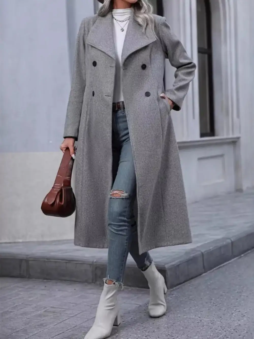 Double-breasted Longline Overcoat Jacket