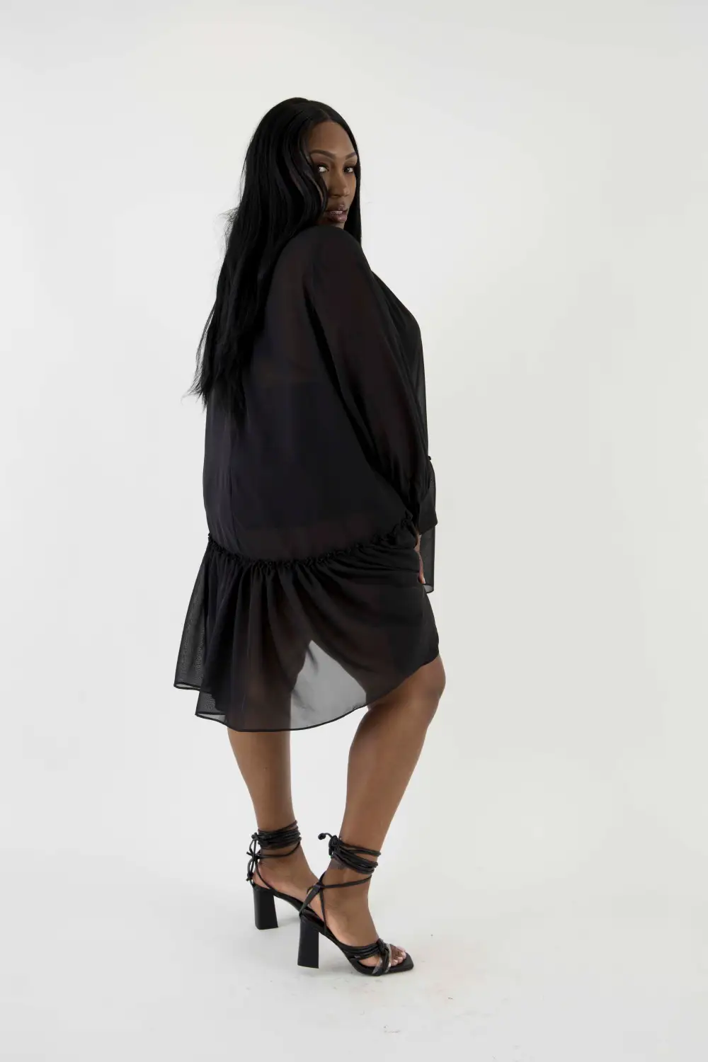 Black Poly Chiffon Tunic