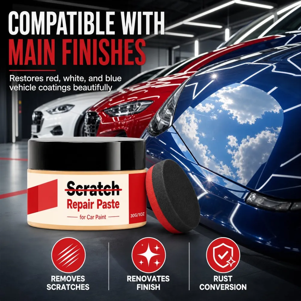 Car Scratch Repair Cream and Sponge Set for Fading Fine Scratches and Restoring Gloss