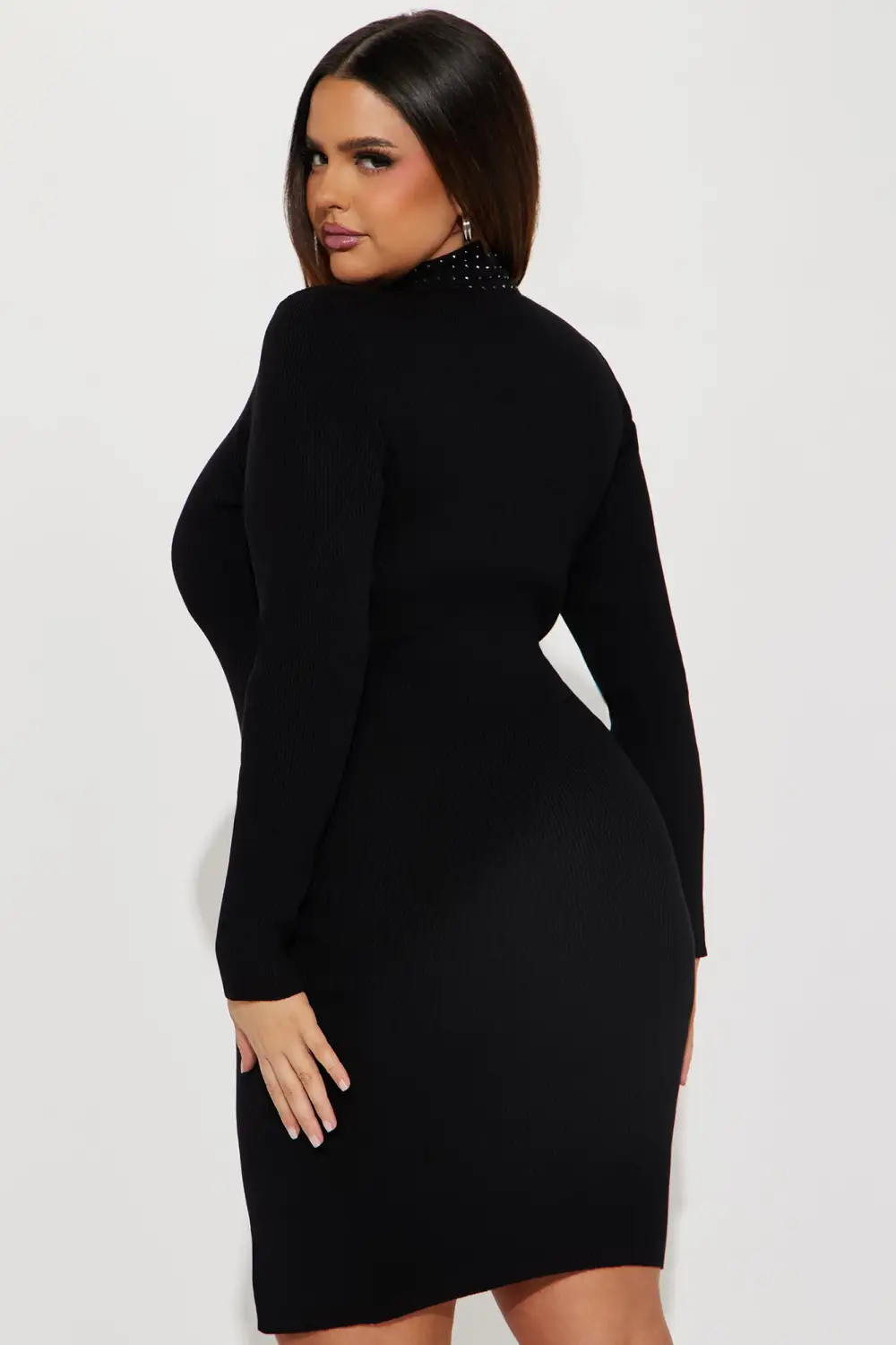 Truthful Desire Sweater Midi Dress - Black