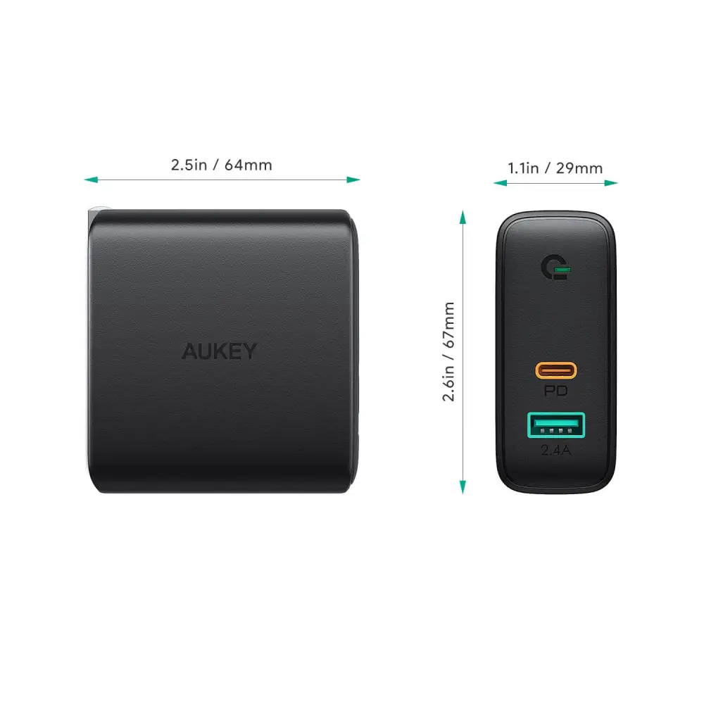 AUKEY PA-D3 Focus Mix 60W Dual-Port PD Charger with Dynamic Detect