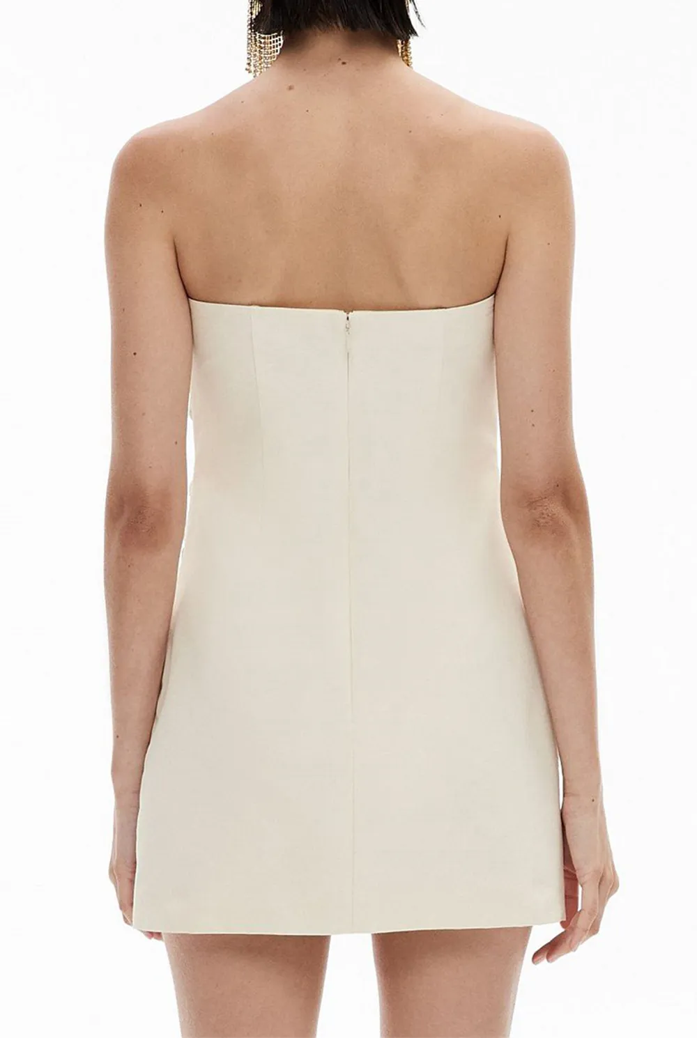 Chocolate-Colored Off-The-Shoulder Pleated Skirt