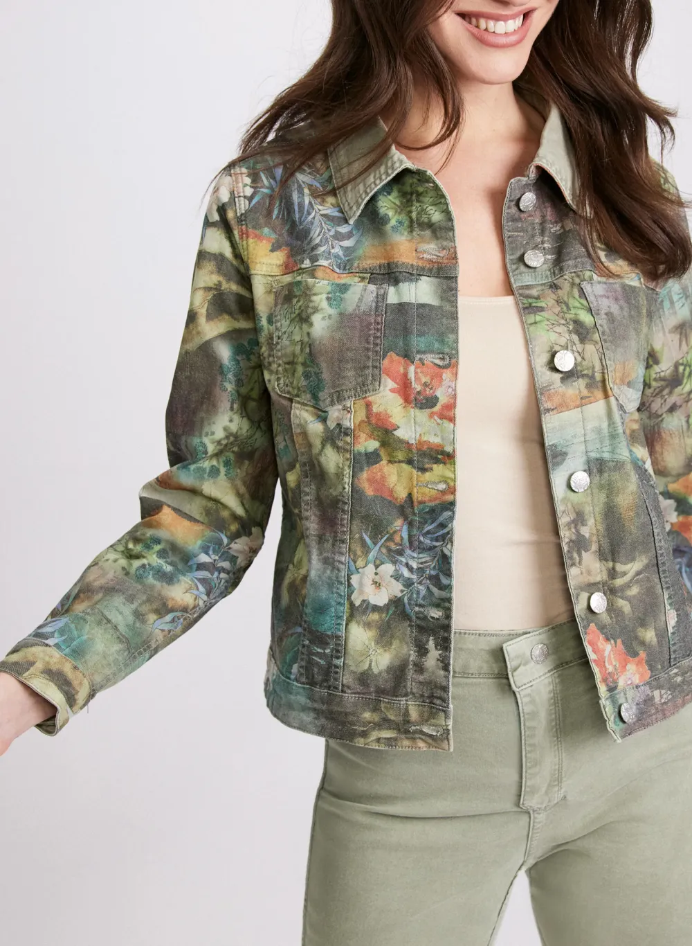 Retro Print Denim Jacket