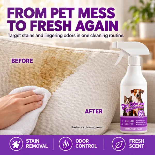 Pet Odor & Stain Remover Spray, Fresh Scent for Cats & Dogs, Eliminates Odors