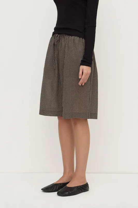 Brown & Black Checked Longline Short