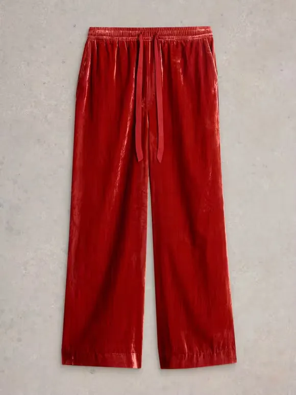 Wide Leg Velvet Trouser