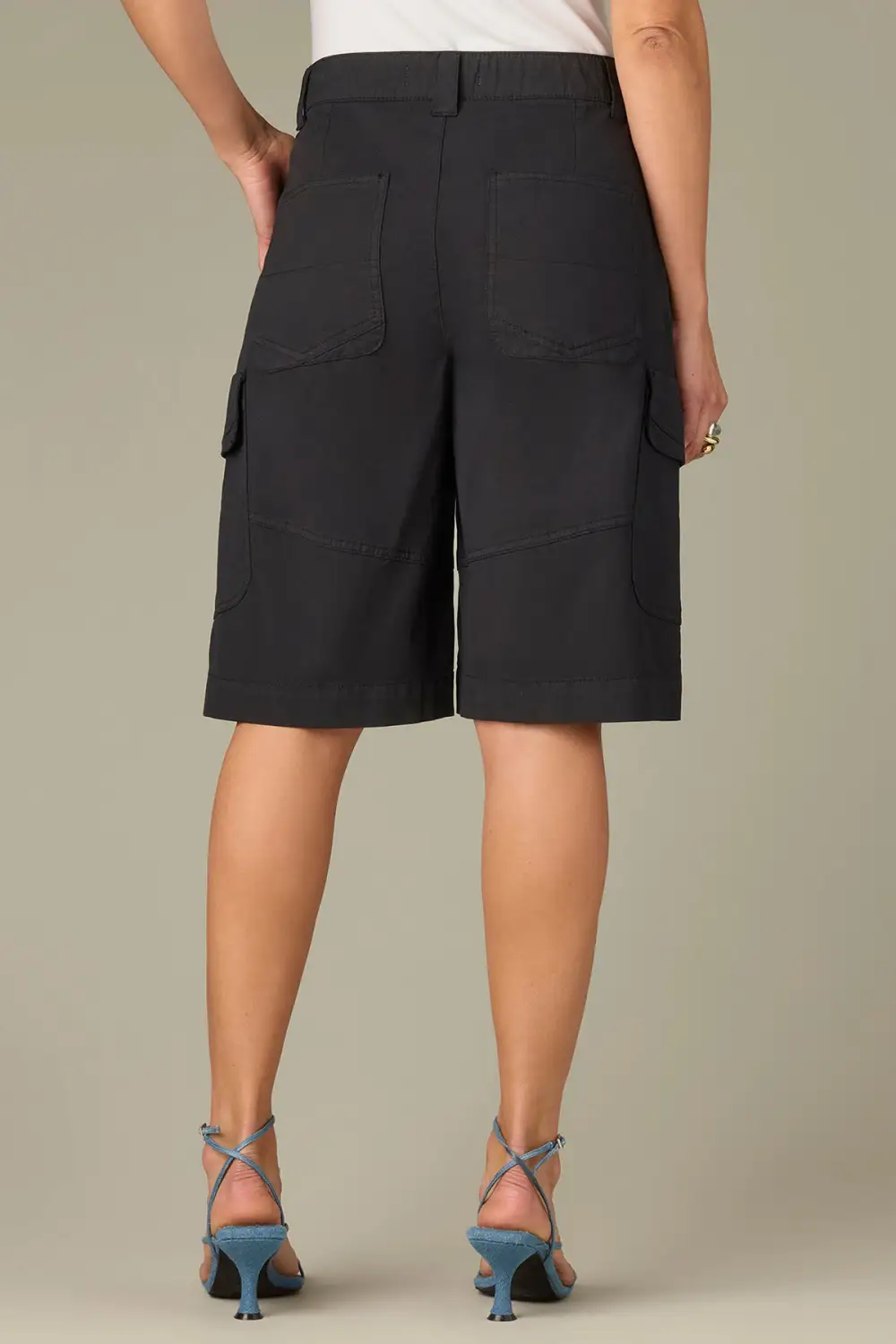 Relaxed Bermuda Shorts Wraparound Patch Pockets
