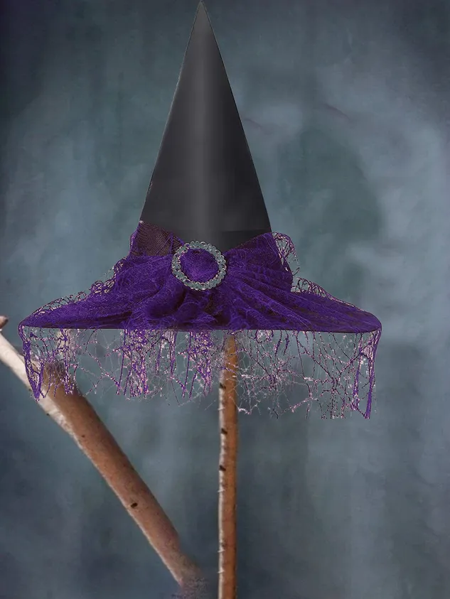 Halloween Lace Mesh Decoration Props Witch Hat