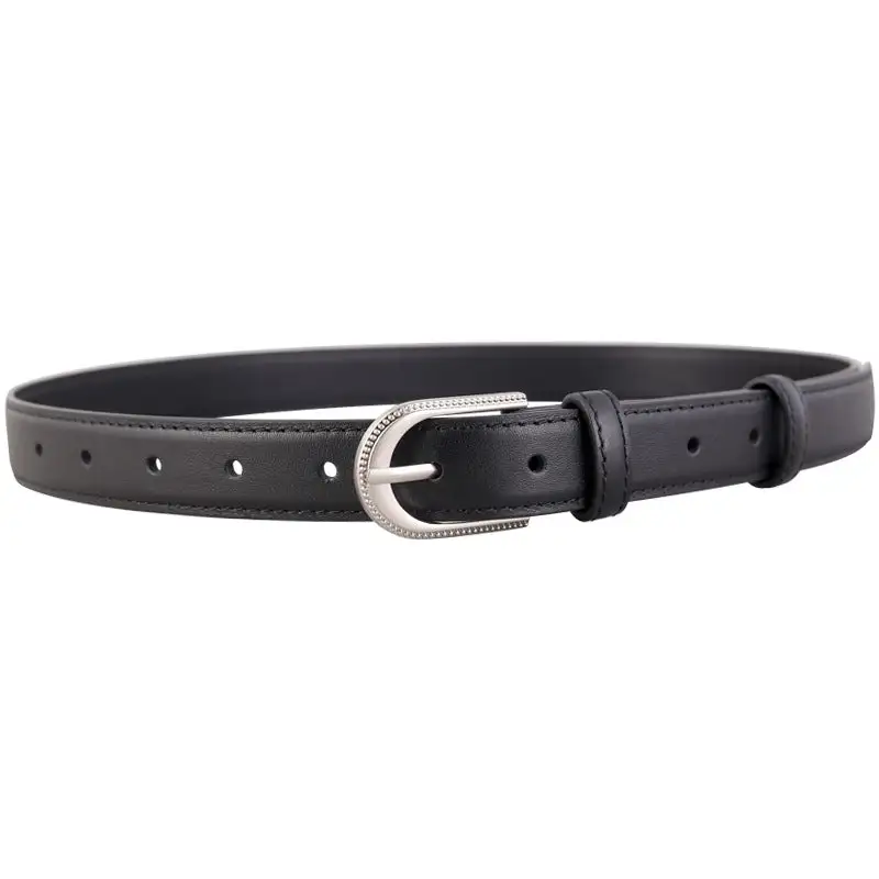 Leather Belt with Rhinestone Buckle
