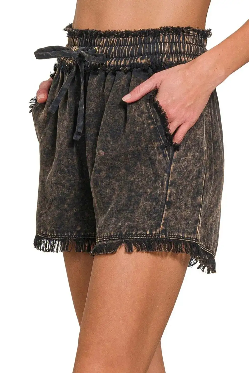 Frayed Hem Washed Shorts