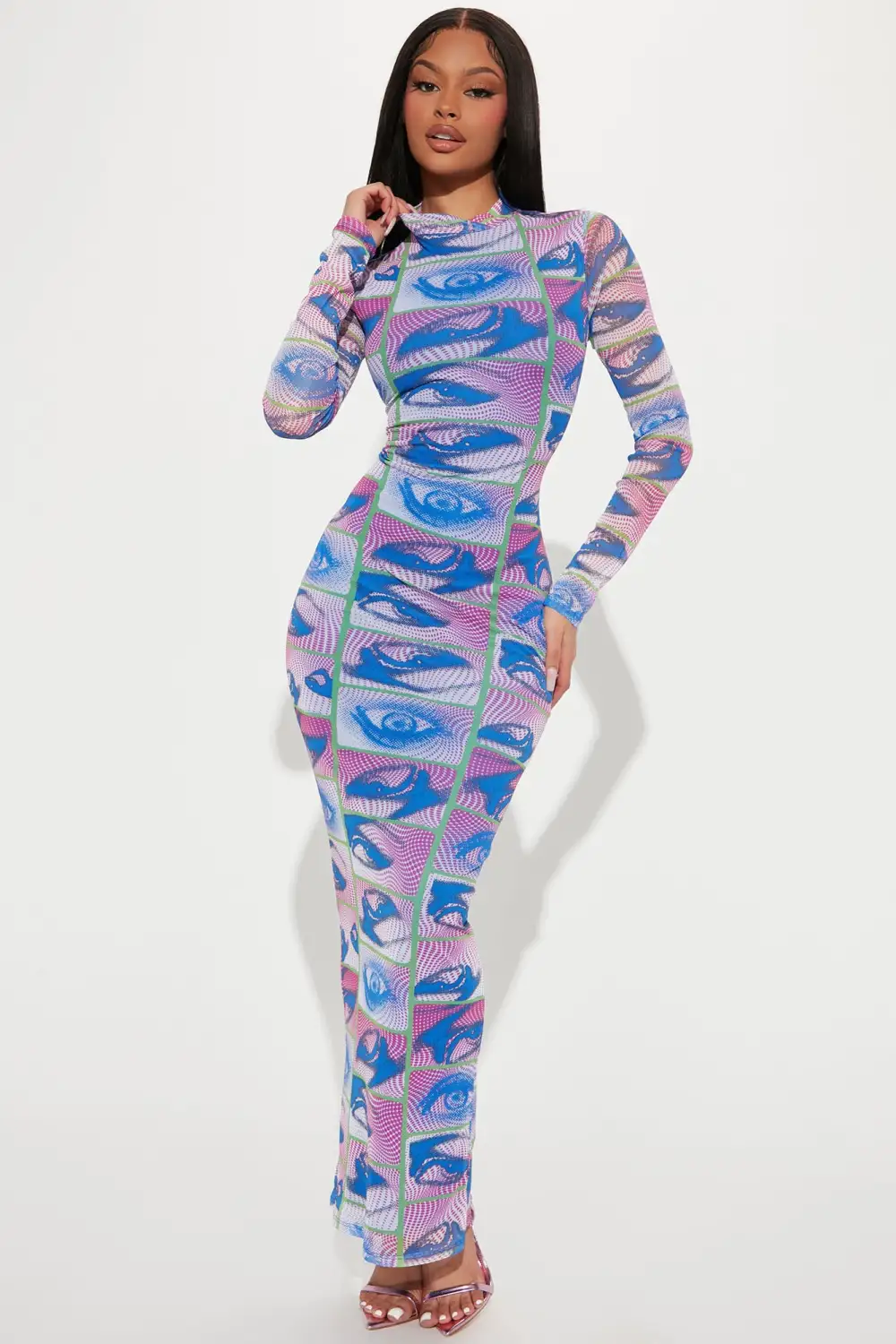 Eyes One You Mesh Maxi Dress - Blue/combo