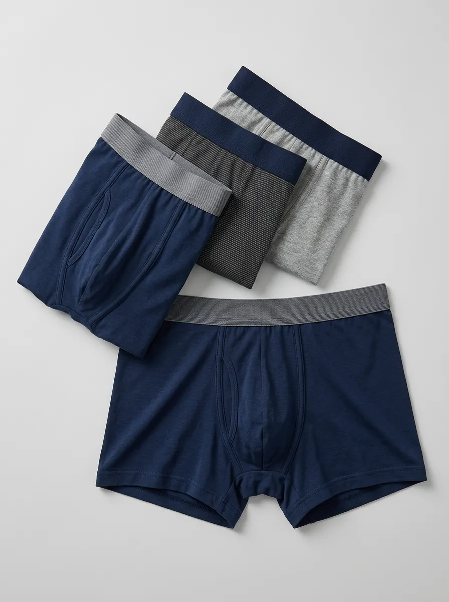 Men's Casual Basic Solid Striped Cotton Boxer Briefs