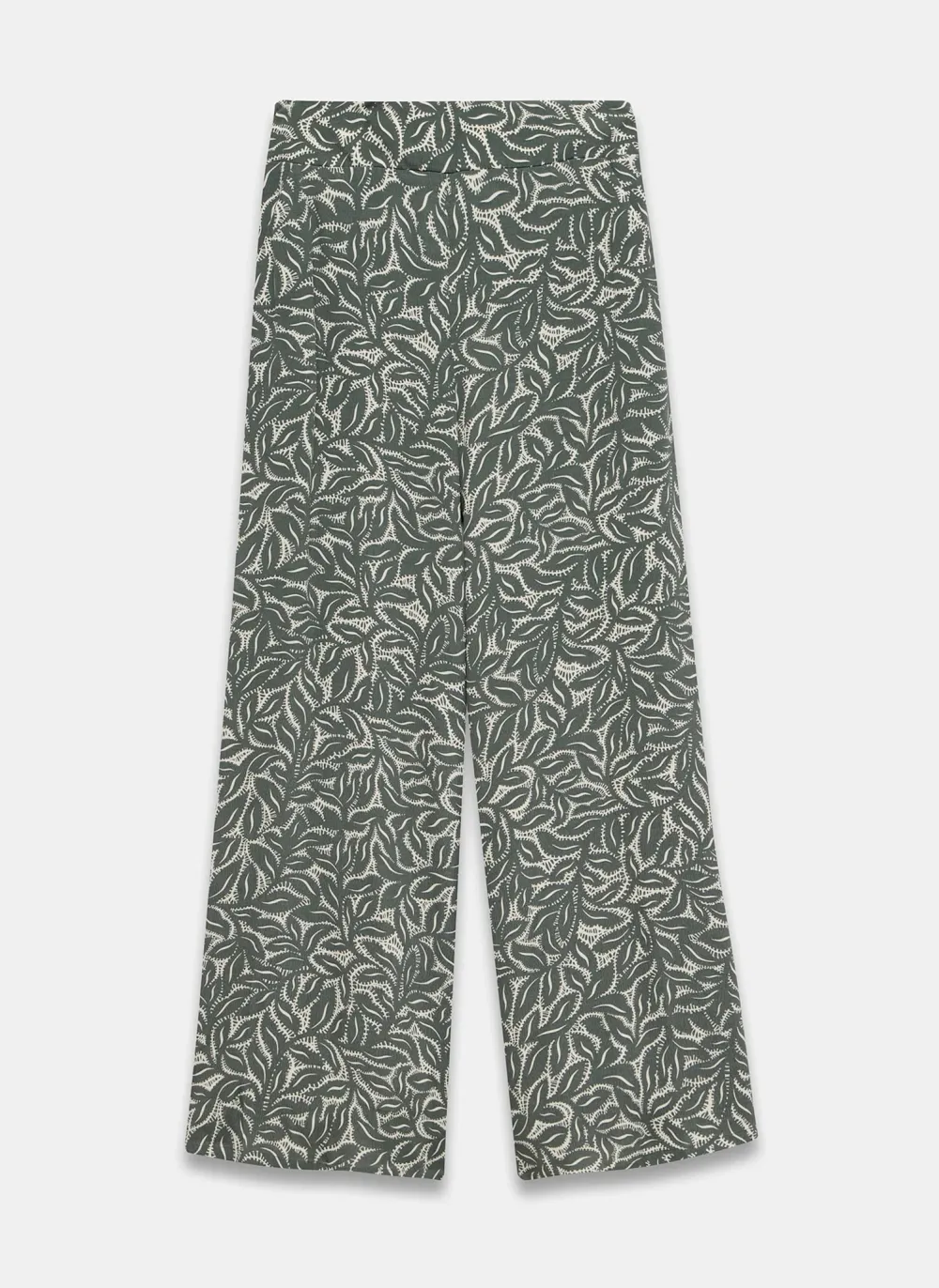 Casual Style Green Leaf Print Wide Trousers