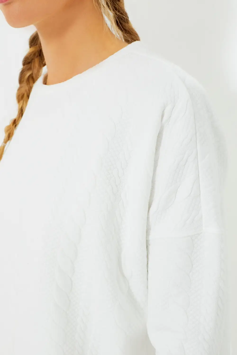 White Cable Ally Swing Sweatshirt