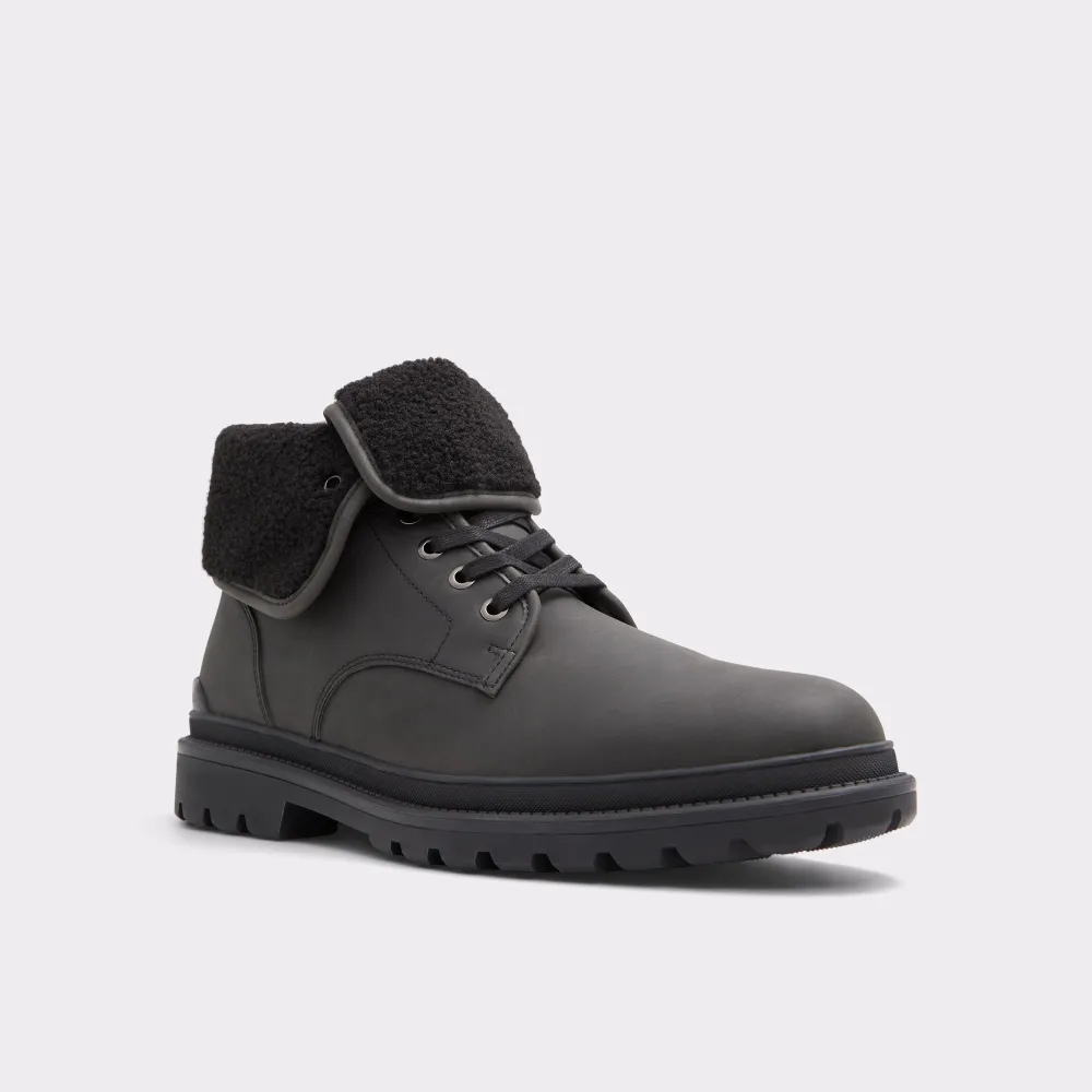 Black Suede Low Heel Lace-Up Men's Boots