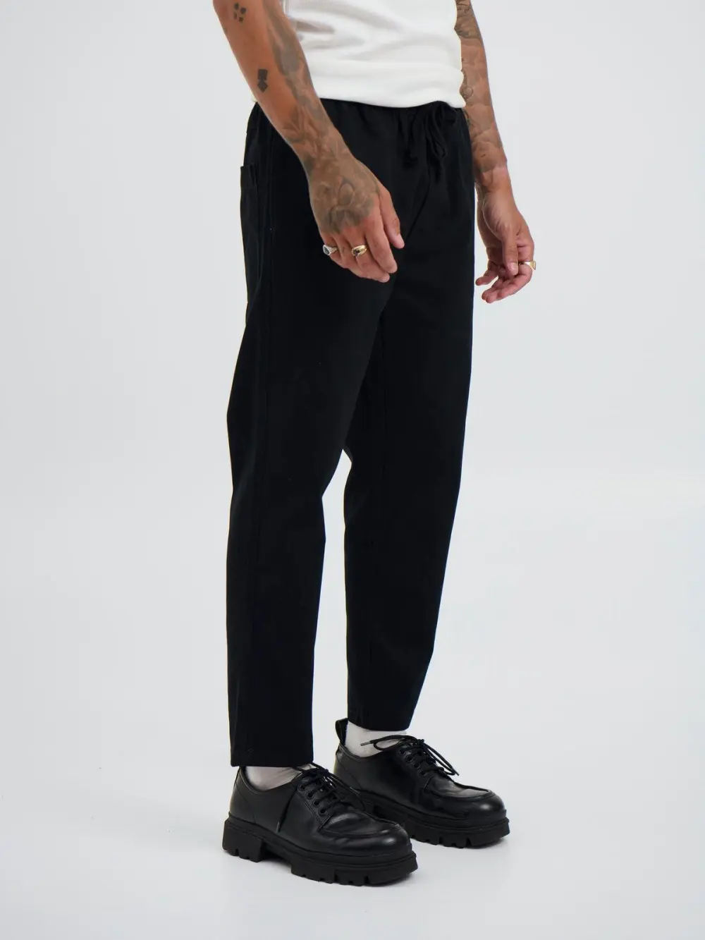 Simple And Soft Daily Slim Cotton Black  Pant