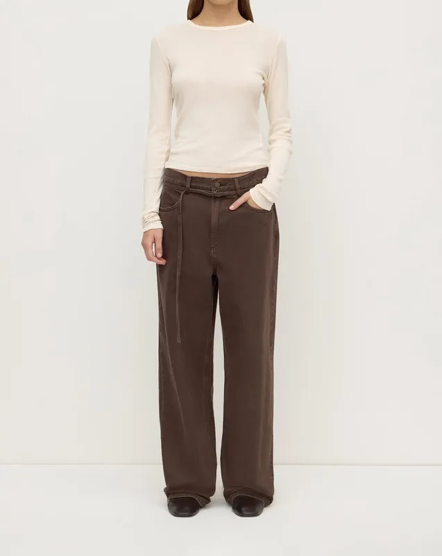 Dark Ganache Loose-Fit Tie-Waist Jeans