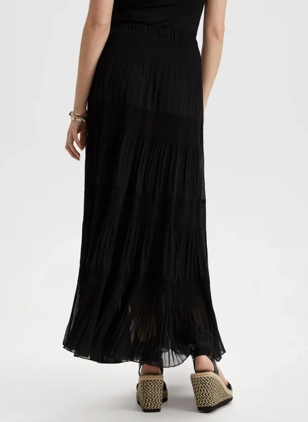 Tulle Pleated Maxi Skirt