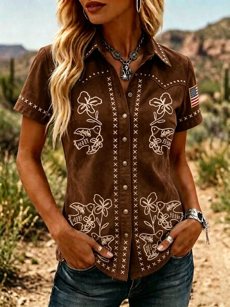 Women'S 250Th Anniversary American Western-Style Retro Shirt