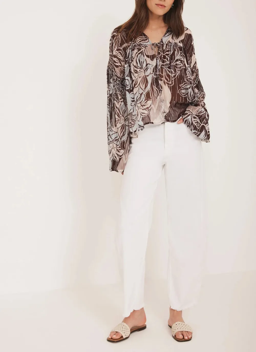 Casual Style Brown Floral Print Blouse