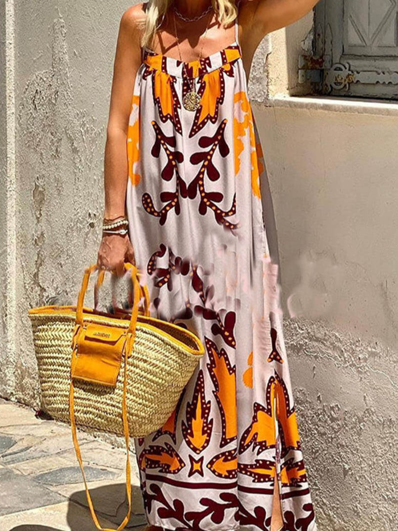 Ethnic printed loose cami maxi dress