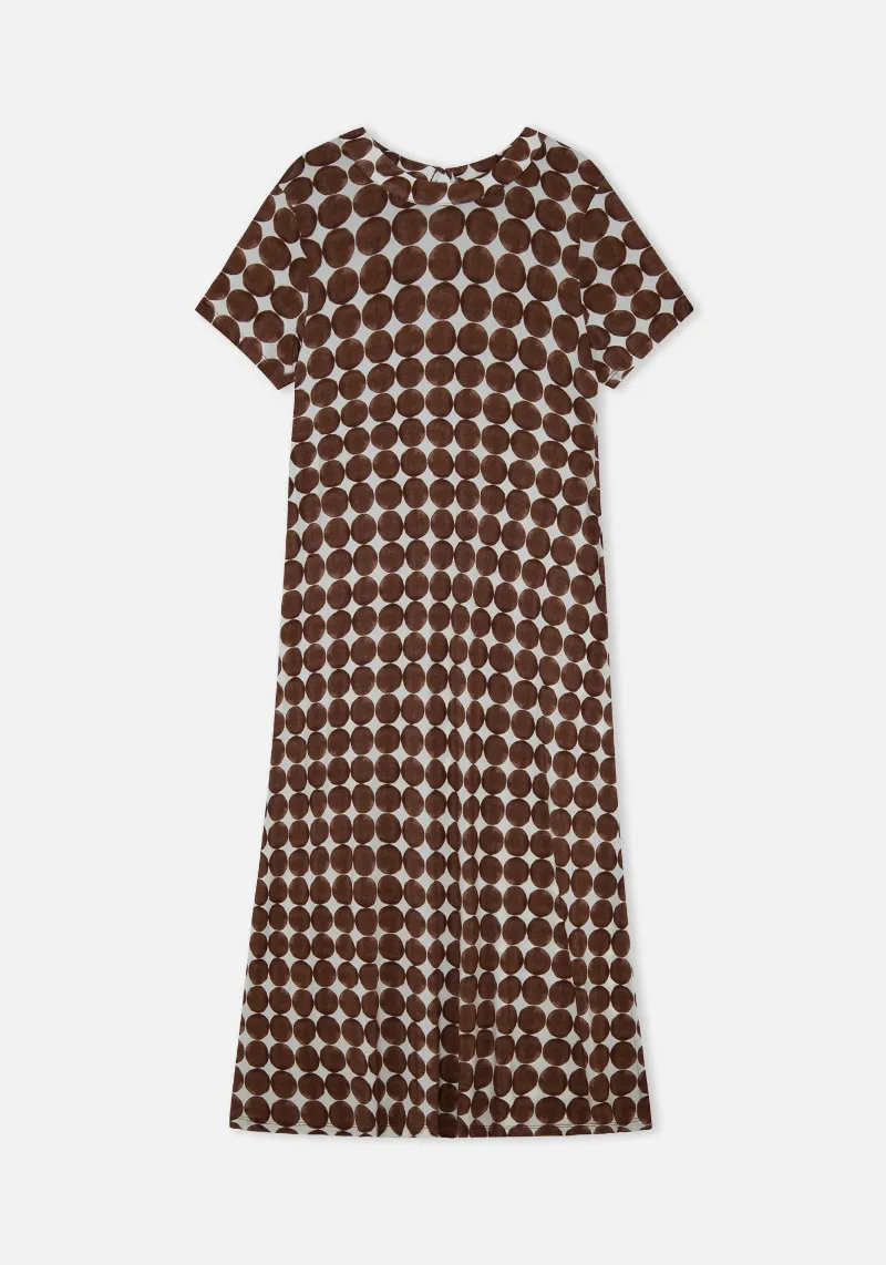 BROWN PRINTED MIDI DRESS