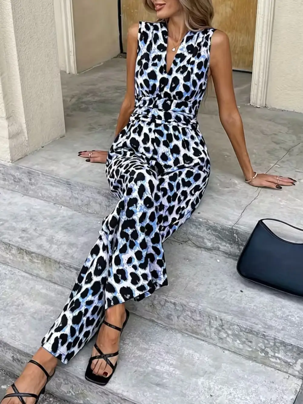 Leopard Print Wide Leg Jumpsuit