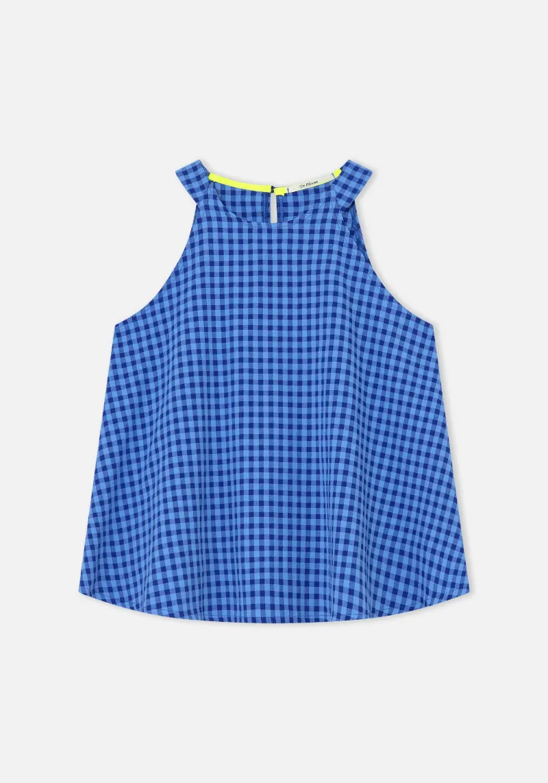 BLUE VICHY HALTER TOP