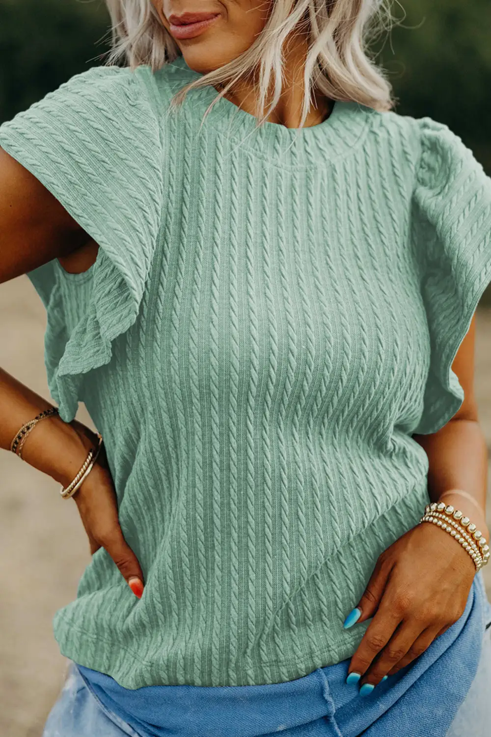 Flutter Sleeve Textured Everyday Top