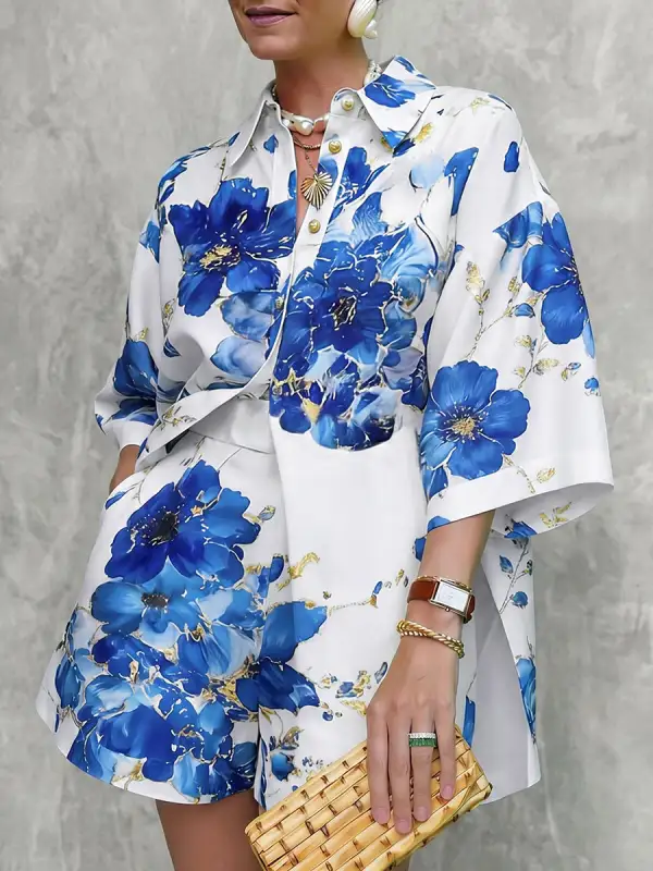 Losse Wijde Pijpen Met Bloemenprint Zakken En Shorts