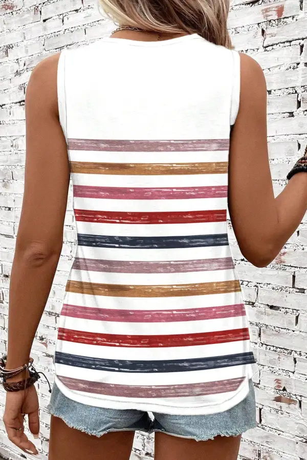 Rainbow Round Neck Tank Top