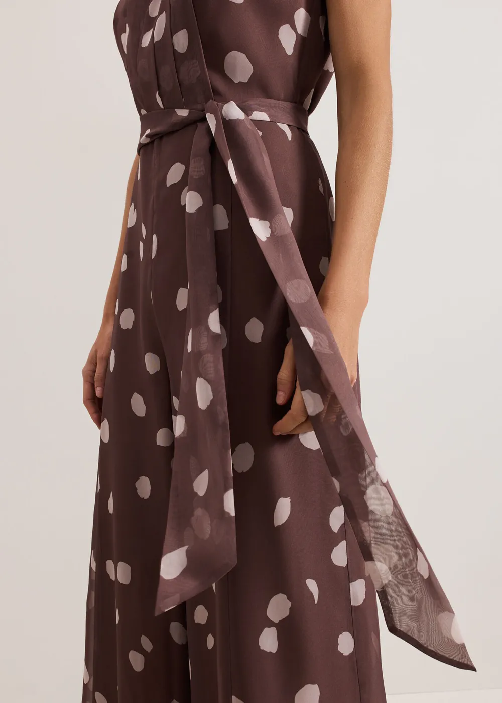 Casual Polka Dot Round Neck Sleeveless Dress