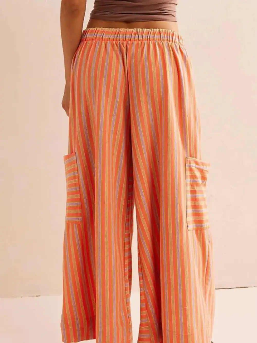 Contrast Striped Wide Leg Pants