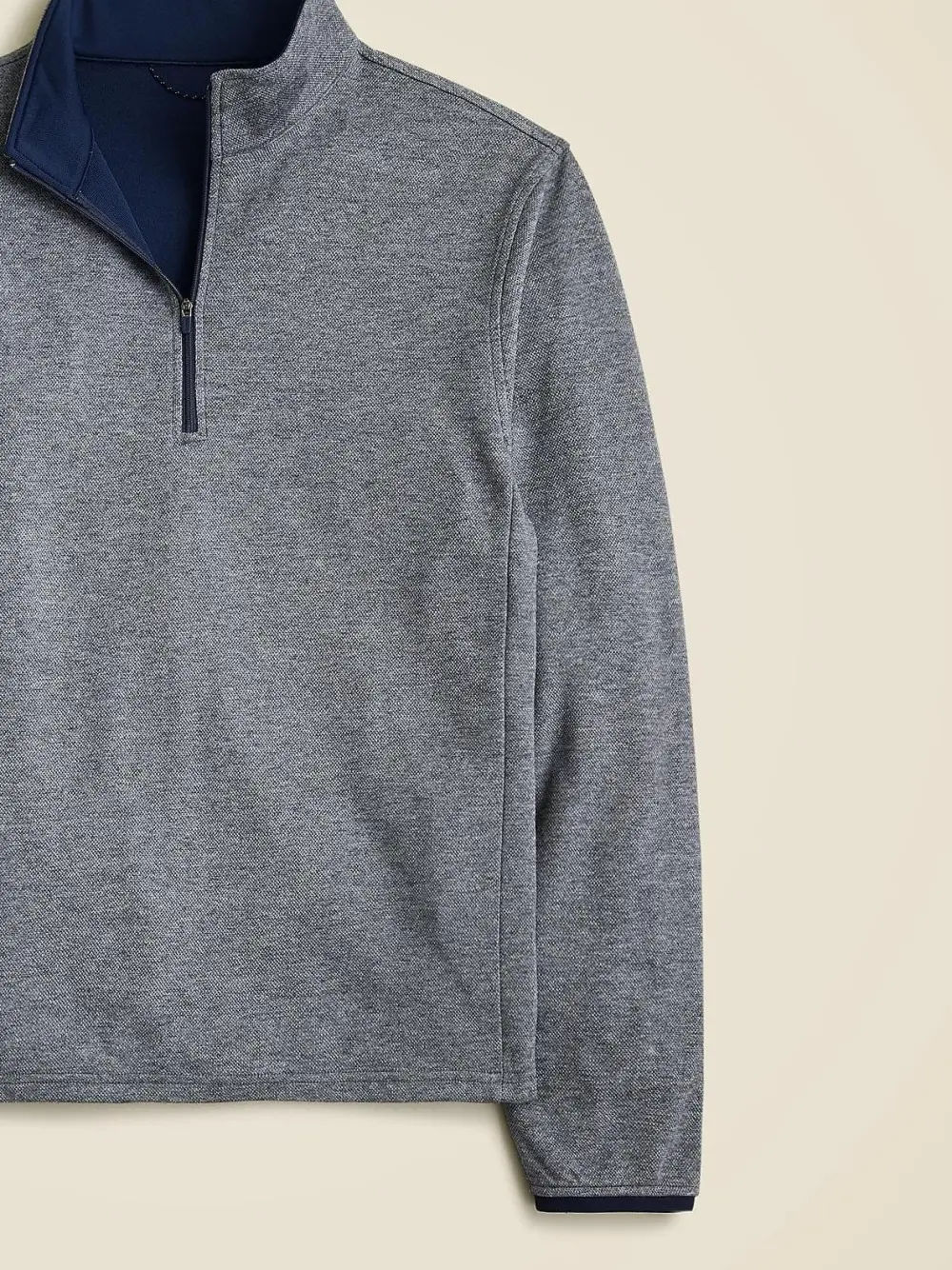 Gray And Navy Quarter Zip Knit Pullover